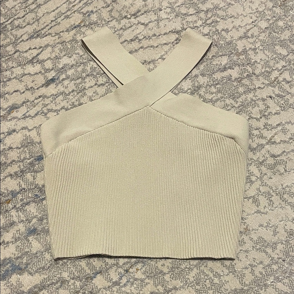 Aritzia Elegant Cream Cross-Strap Women's Top